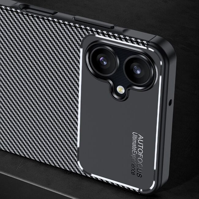Husa de protectie pentru  Samsung Galaxy A06 Auto Focus Slim, Anti-Scratch, cu fibra de carbon si protectie lentile - Negru