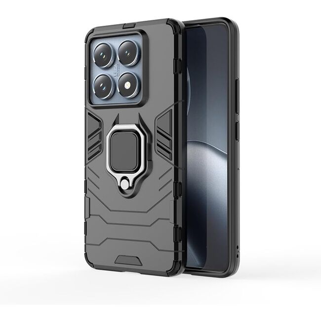 Husa pentru  Xiaomi 14T Pro cu inel Ring Armor Kickstand Tough, negru