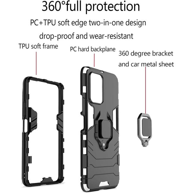 Husa pentru  Xiaomi 14T Pro cu inel Ring Armor Kickstand Tough, negru