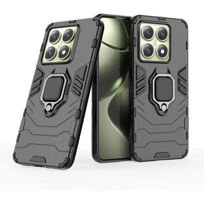 Husa pentru  Xiaomi 14T Pro cu inel Ring Armor Kickstand Tough, negru