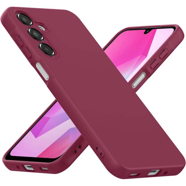 Husa pentru  Samsung Galaxy A16 Liquid Silicone, subțire, captusita cu microfibra, anti amprentă, protectie cameră foto, bordeaux