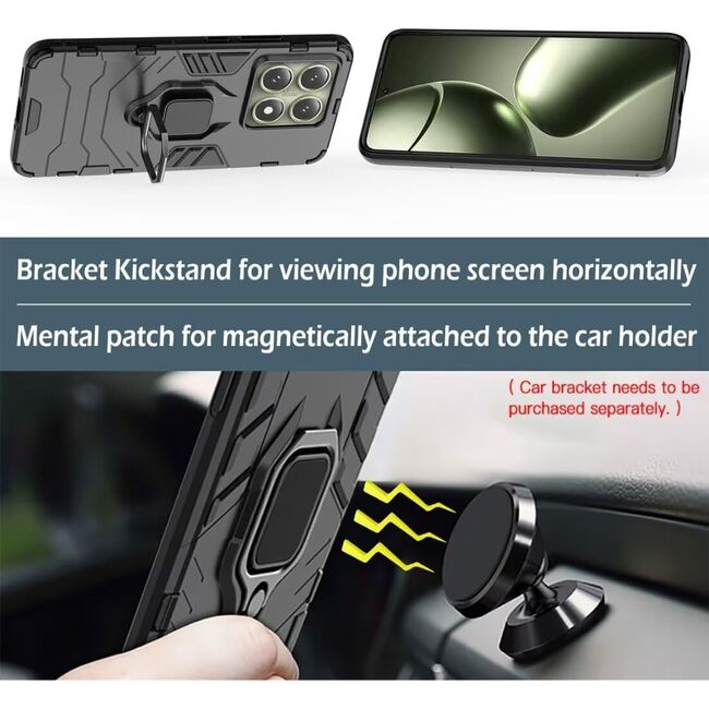 Husa pentru  Xiaomi 14T Pro cu inel Ring Armor Kickstand Tough, negru