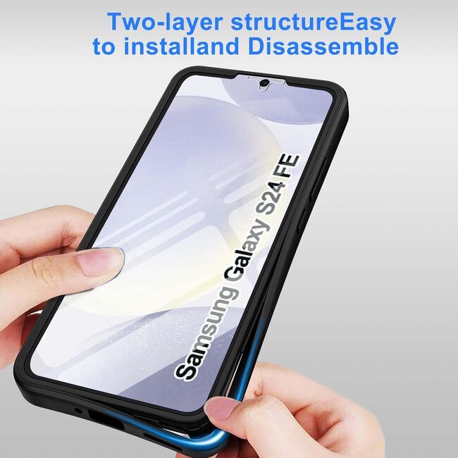 Pachet 360: Husa cu folie integrata pentru  Samsung Galaxy S24 FE Cover360 fata / spate - negru