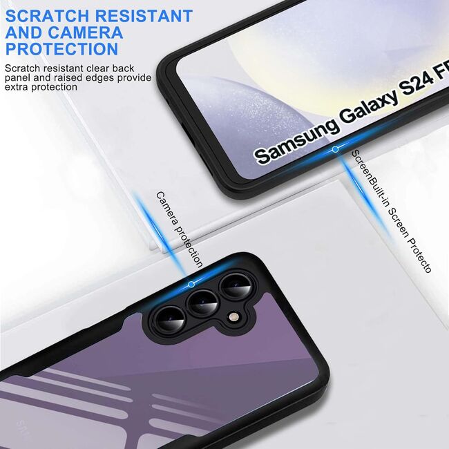 Pachet 360: Husa cu folie integrata pentru  Samsung Galaxy S24 FE Cover360 fata / spate - mov