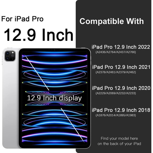 Husa pentru iPad Pro 12.9 2022, 2021, 2020 Soft Shell cu functie wake-up/sleep si compartiment pentru stylus, tip stand - negru