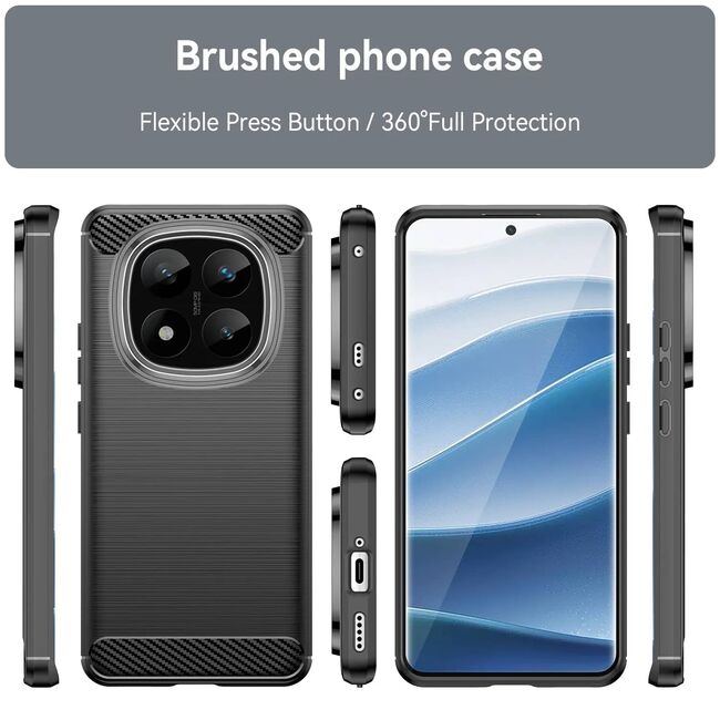 Husa pentru Xiaomi Redmi Note 14 Pro+ Plus Carbon Liquid Silicone, negru