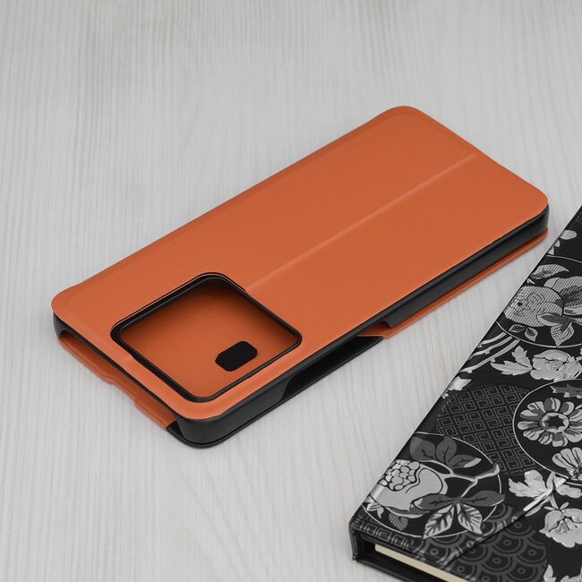 Husa pentru  Xiaomi 14T tip carte, Smart View, portocaliu