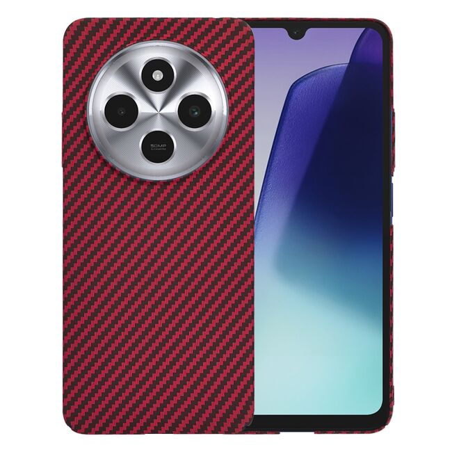 Husa pentru  Xiaomi Redmi 14C CarbonFiber UltraSlim, Lightweight, rosu