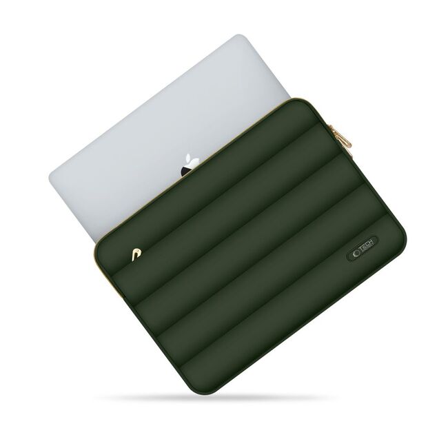 Set Elegant Tech-Protect Puffy: Husa Premium pentru Laptop 13-14 și Husa Accesorii, Protecție Deosebită, Design Rafinats, compatibila Macbook, Lenovo, Microsoft, Acer, HP, Asus, army green