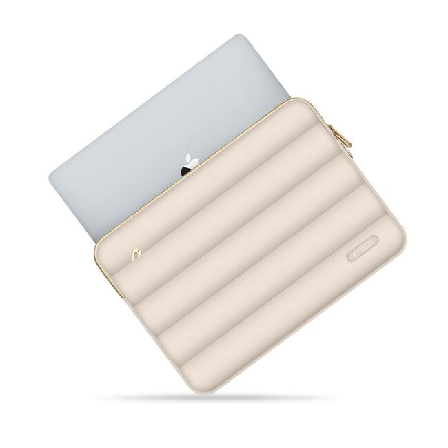 Set Elegant Tech-Protect Puffy: Husa Premium pentru Laptop 13-14 și Husa Accesorii, Protecție Deosebită, Design Rafinats, compatibila Macbook, Lenovo, Microsoft, Acer, HP, Asus, bej