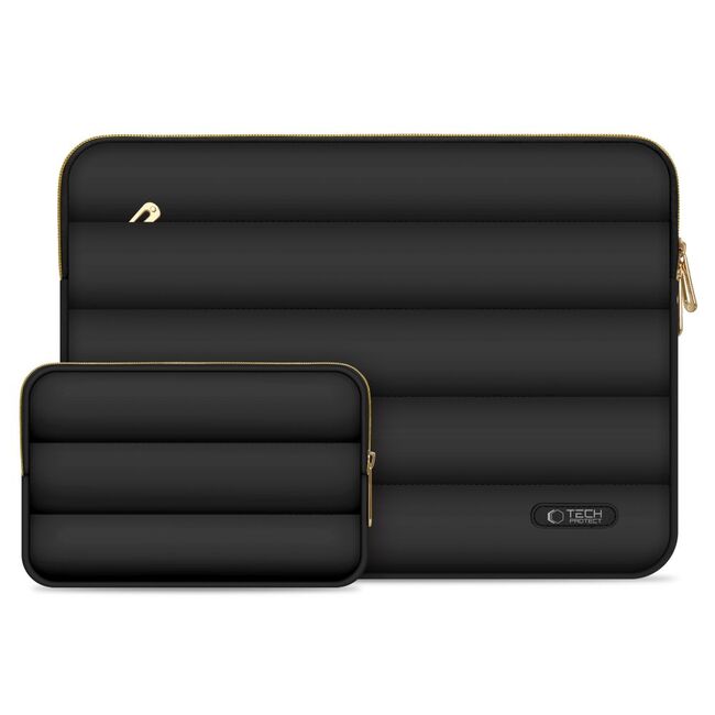 Set Elegant Tech-Protect Puffy: Husa Premium pentru Laptop 15-16 și Husa Accesorii, Protecție Deosebită, Design Rafinats, compatibila Macbook, Lenovo, Microsoft, Acer, HP, Asus, negru