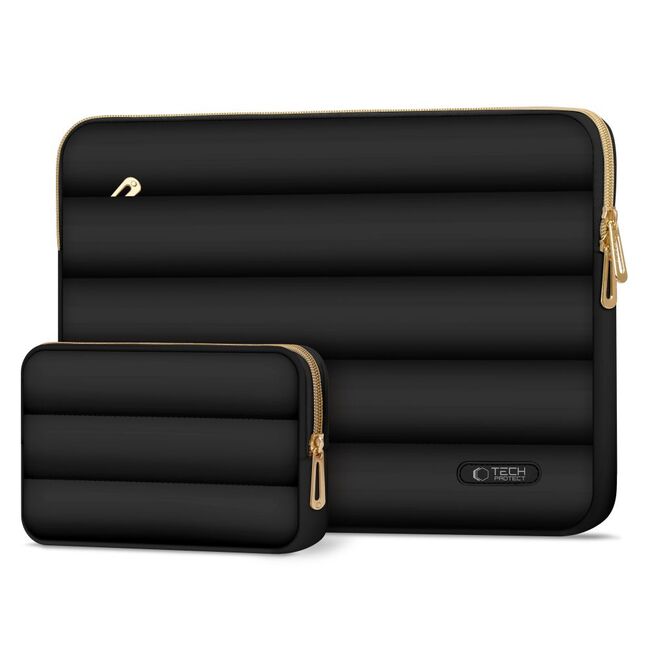 Set Elegant Tech-Protect Puffy: Husa Premium pentru Laptop 15-16 și Husa Accesorii, Protecție Deosebită, Design Rafinats, compatibila Macbook, Lenovo, Microsoft, Acer, HP, Asus, negru