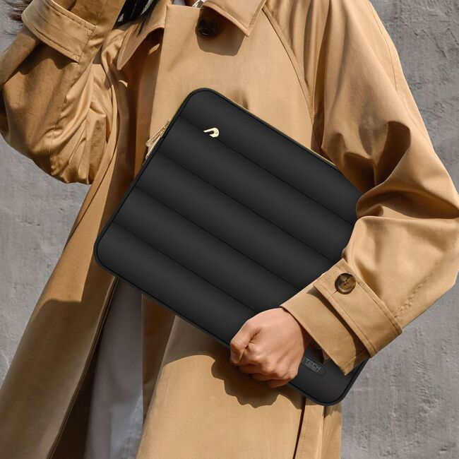 Set Elegant Tech-Protect Puffy: Husa Premium pentru Laptop 15-16 și Husa Accesorii, Protecție Deosebită, Design Rafinats, compatibila Macbook, Lenovo, Microsoft, Acer, HP, Asus, negru