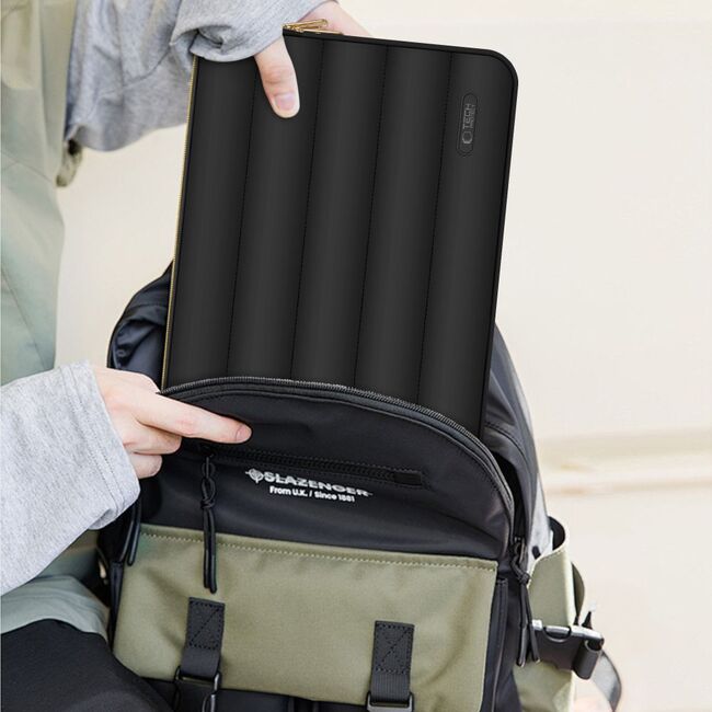 Set Elegant Tech-Protect Puffy: Husa Premium pentru Laptop 15-16 și Husa Accesorii, Protecție Deosebită, Design Rafinats, compatibila Macbook, Lenovo, Microsoft, Acer, HP, Asus, negru