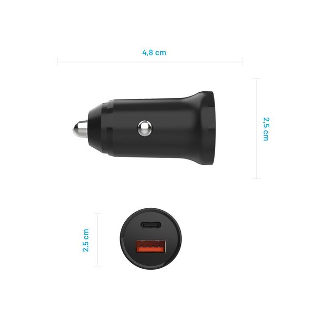 Incarcator auto bricheta tip C Fixed, USB, 20W, FIXCC20N-CU-BK