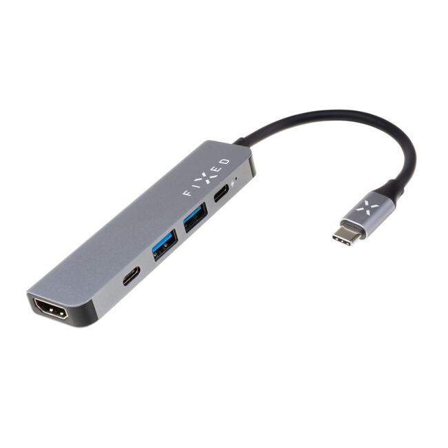 Hub Type-C, 2 x USB, HDMI 4K, 100W Fixed, gri, FIXHU-MN-GR