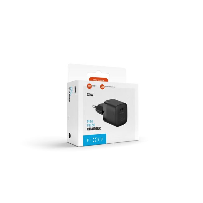Mini incarcator de priza Type-C Fixed, PD 30W, FIXC30M-C-BK, negru