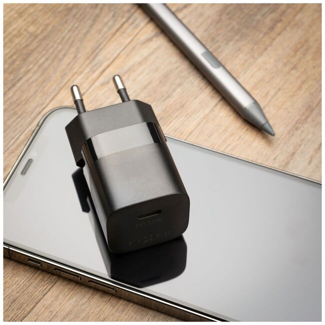 Mini incarcator de priza Type-C Fixed, PD 30W, FIXC30M-C-BK, negru