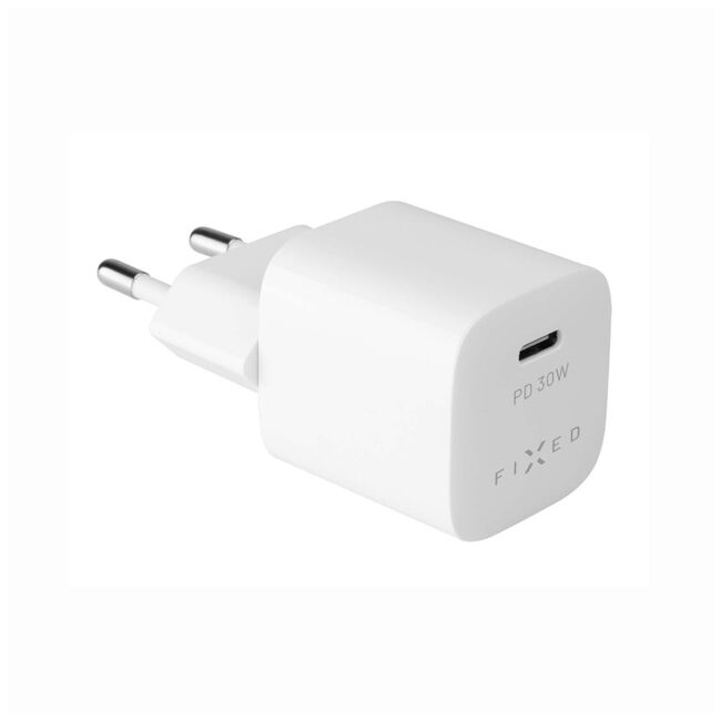 Mini incarcator de priza Type-C Fixed, PD 30W, FIXC30M-C-WH, alb