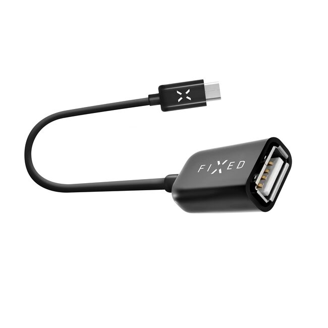 Adaptor OTG tip C la USB 2.0, Fixed, negru, 20cm, FIXA-CTOA-BK