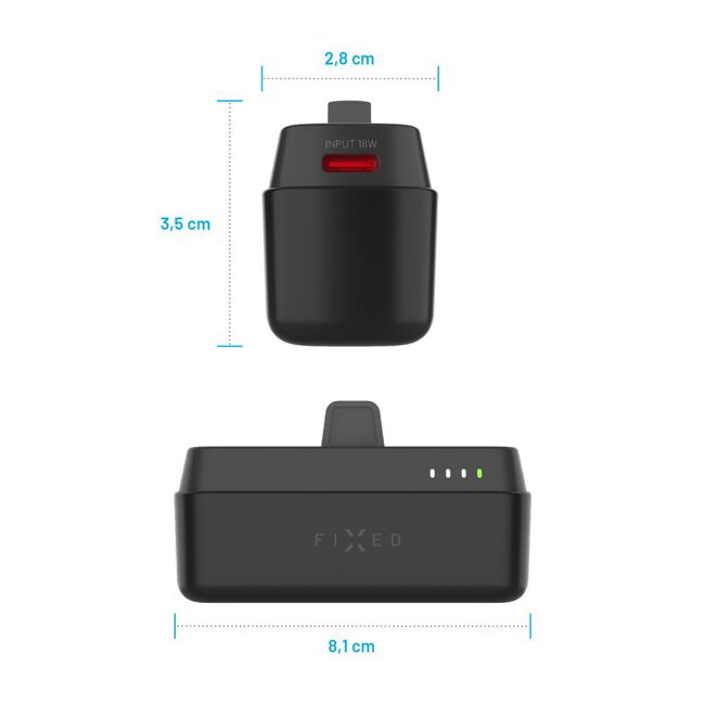 Baterie externa USB-C Fixed, PD 20W, 5000mAh, negru, FIXZEN-5PL-BK
