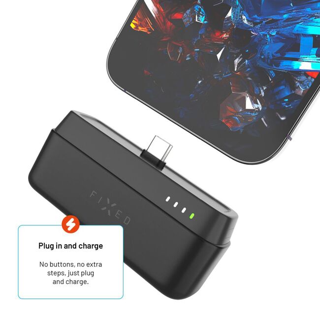 Baterie externa USB-C Fixed, PD 20W, 5000mAh, negru, FIXZEN-5PL-BK