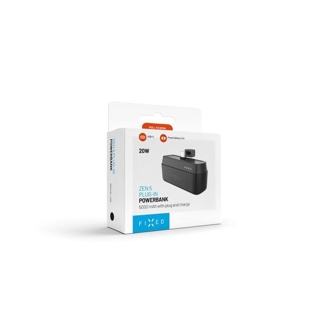 Baterie externa USB-C Fixed, PD 20W, 5000mAh, negru, FIXZEN-5PL-BK