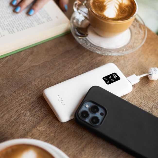 Baterie externa Powerbank 2x USB, Type-C, 20W, 10000 mAh, LCD Display, Fixed, alb, FIXZEN-10-WH