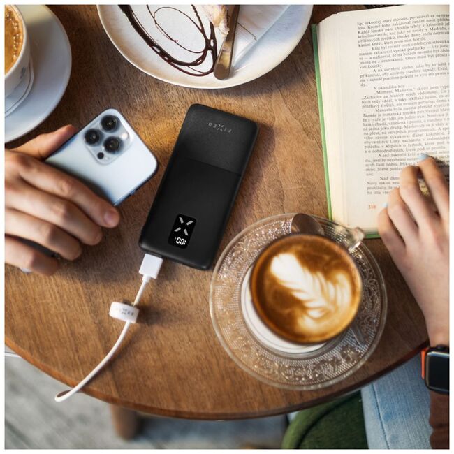 Baterie externa 2x USB, Type-C, 20W, 20000mAh, LCD Display Fixed, FIXZEN-20-BK, negru