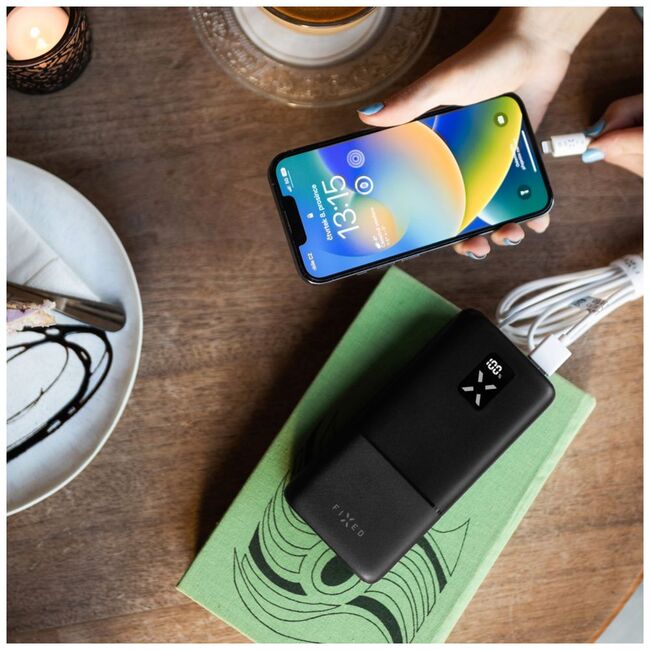 Baterie externa 2x USB, Type-C, 20W, 20000mAh, LCD Display Fixed, FIXZEN-20-BK, negru