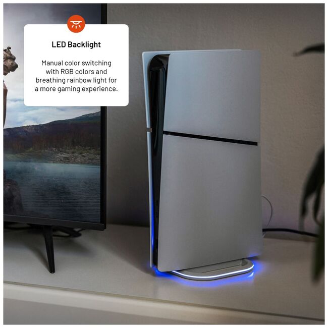 Suport PS5 / PS5 Slim cu LED Fixed, alb, FIXPS5-ST-WH