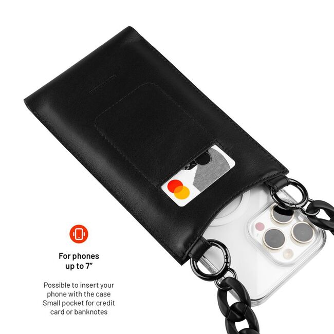 Husa piele telefon 7" Fixed Venezia, negru, FIXVEN-BK