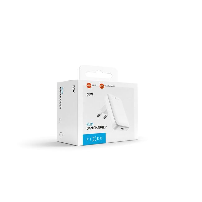 Incarcator GaN Type-C Fixed, slim, 30W, FIXCG30S-C-WH, alb
