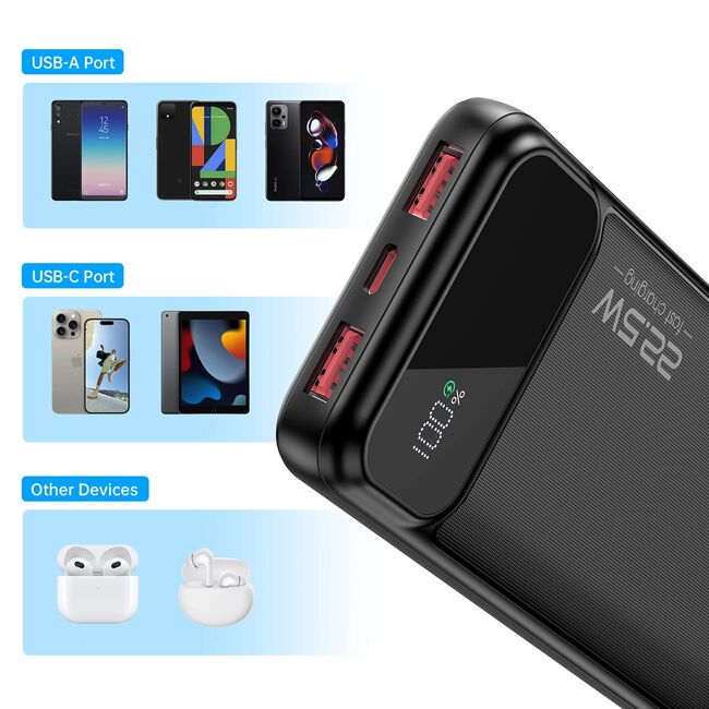 Acumulator extern Fast Charge Powerbank Choetech B728 10000 mAh 22.5W PD USB-A / USB-C - negru