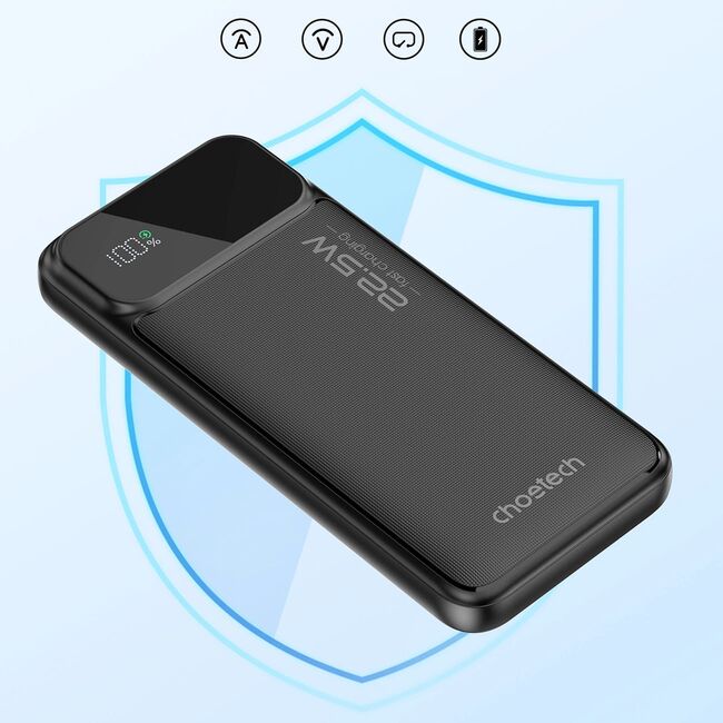 Acumulator extern Fast Charge Powerbank Choetech B728 10000 mAh 22.5W PD USB-A / USB-C - negru