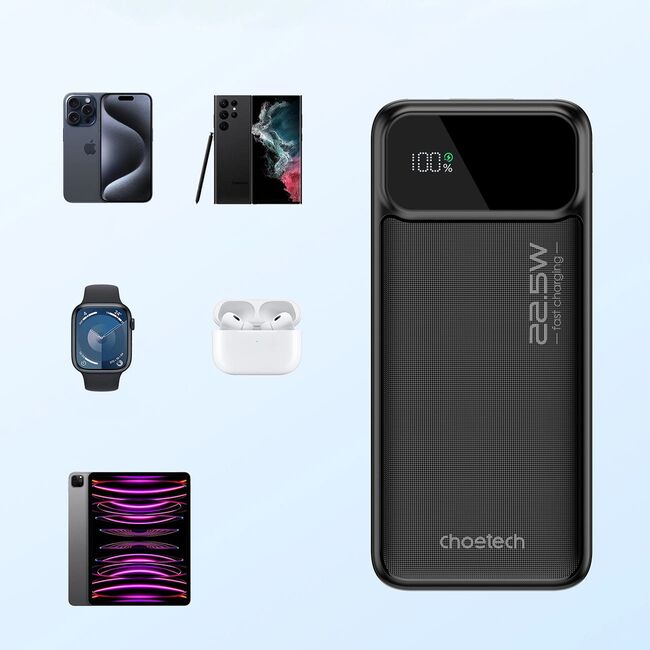 Acumulator extern Fast Charge Powerbank Choetech B728 10000 mAh 22.5W PD USB-A / USB-C - negru