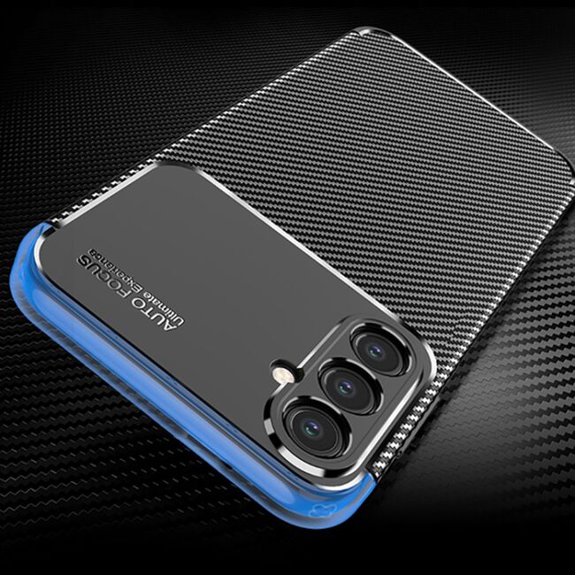 Husa de protectie pentru  Samsung Galaxy S24 FE Auto Focus Slim, Anti-Scratch, cu fibra de carbon si protectie lentile - negru