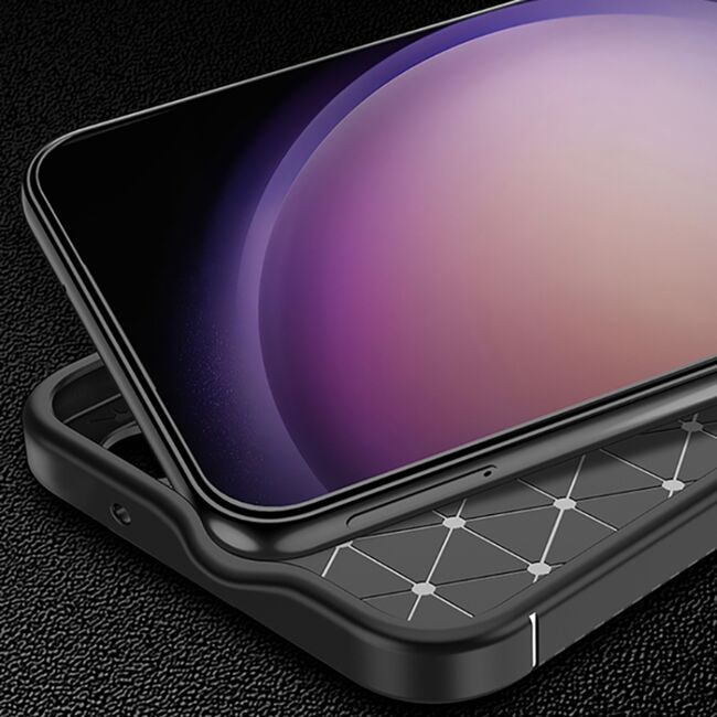 Husa de protectie pentru  Samsung Galaxy S24 FE Auto Focus Slim, Anti-Scratch, cu fibra de carbon si protectie lentile - negru