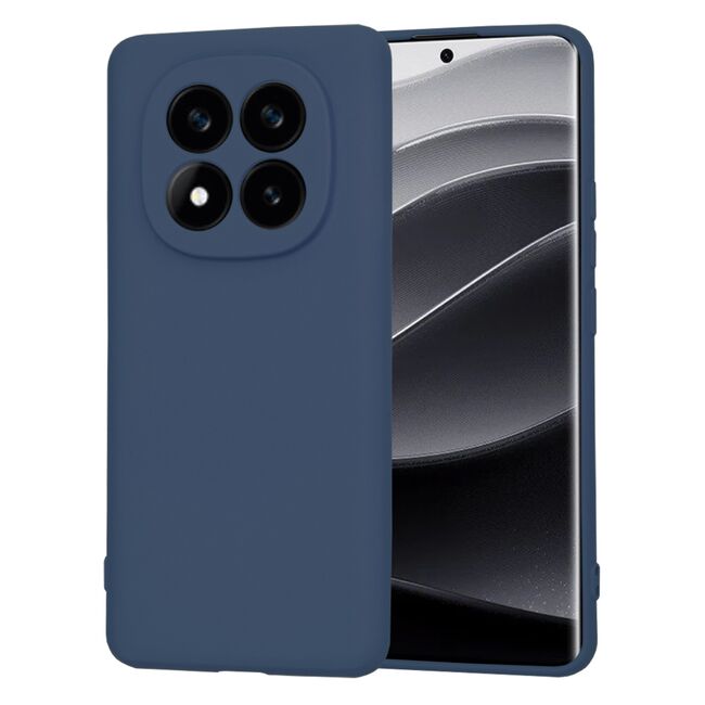 Husa pentru  Xiaomi Redmi Note 14 Pro+ Plus Liquid Silicone, subțire, captusita cu microfibra, anti amprentă, protectie cameră foto, albastru