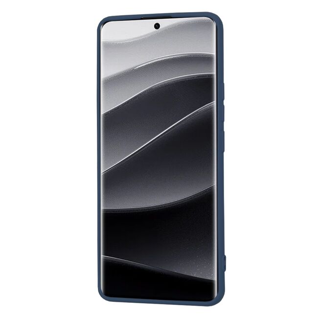 Husa pentru  Xiaomi Redmi Note 14 Pro+ Plus Liquid Silicone, subțire, captusita cu microfibra, anti amprentă, protectie cameră foto, albastru