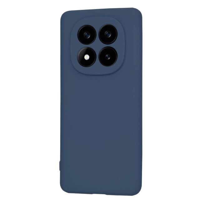 Husa pentru  Xiaomi Redmi Note 14 Pro+ Plus Liquid Silicone, subțire, captusita cu microfibra, anti amprentă, protectie cameră foto, albastru