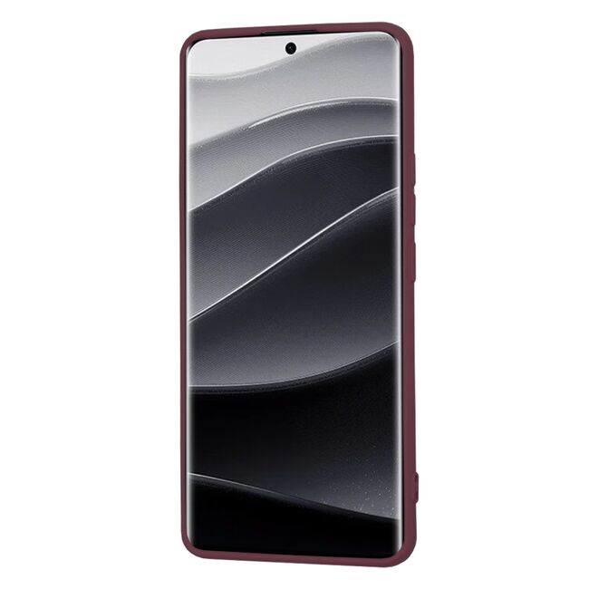 Husa pentru  Xiaomi Redmi Note 14 Pro+ Plus Liquid Silicone, subțire, captusita cu microfibra, anti amprentă, protectie cameră foto, bordeaux