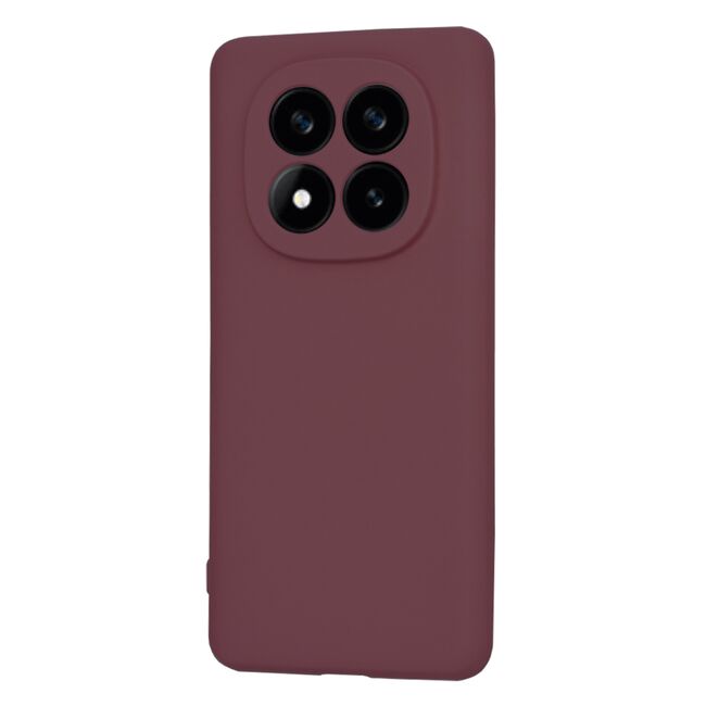 Husa pentru  Xiaomi Redmi Note 14 Pro+ Plus Liquid Silicone, subțire, captusita cu microfibra, anti amprentă, protectie cameră foto, bordeaux