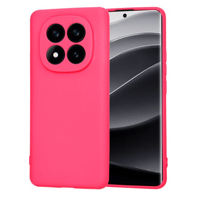 Husa pentru  Xiaomi Redmi Note 14 Pro+ Plus Liquid Silicone, subțire, captusita cu microfibra, anti amprentă, protectie cameră foto, fucsia