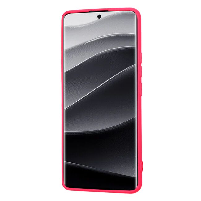 Husa pentru  Xiaomi Redmi Note 14 Pro+ Plus Liquid Silicone, subțire, captusita cu microfibra, anti amprentă, protectie cameră foto, fucsia