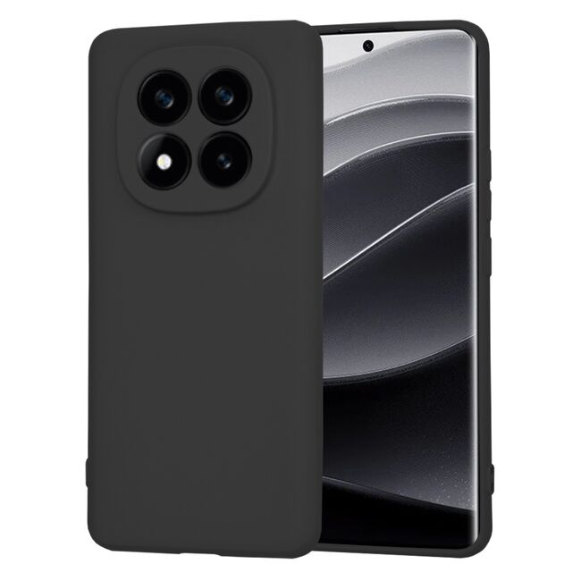 Husa pentru  Xiaomi Redmi Note 14 Pro+ Plus Liquid Silicone, subțire, captusita cu microfibra, anti amprentă, protectie cameră foto, negru