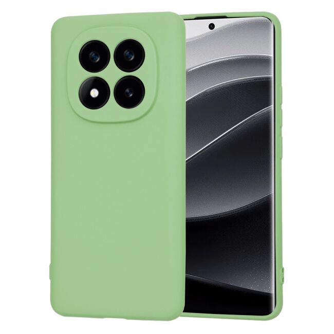 Husa pentru  Xiaomi Redmi Note 14 Pro+ Plus Liquid Silicone, subțire, captusita cu microfibra, anti amprentă, protectie cameră foto, verde deschis