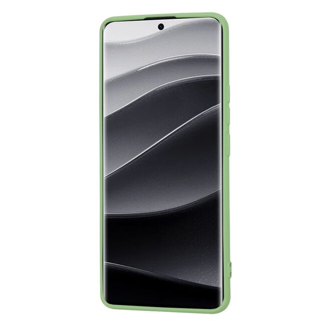 Husa pentru  Xiaomi Redmi Note 14 Pro+ Plus Liquid Silicone, subțire, captusita cu microfibra, anti amprentă, protectie cameră foto, verde deschis