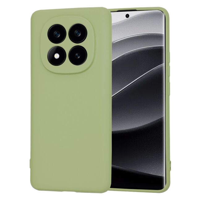 Husa pentru  Xiaomi Redmi Note 14 Pro+ Plus Liquid Silicone, subțire, captusita cu microfibra, anti amprentă, protectie cameră foto, verde