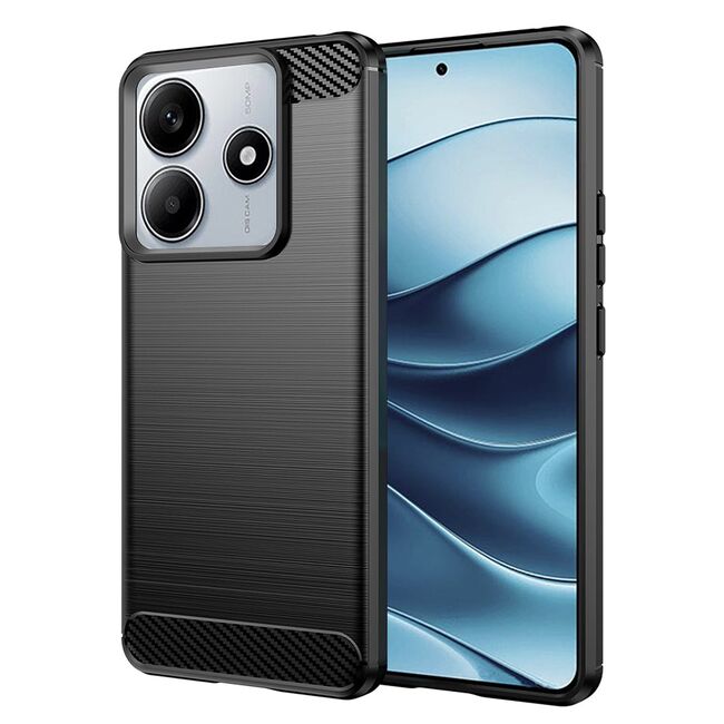 Husa pentru Xiaomi Redmi Note 14 Carbon Liquid Silicone, negru